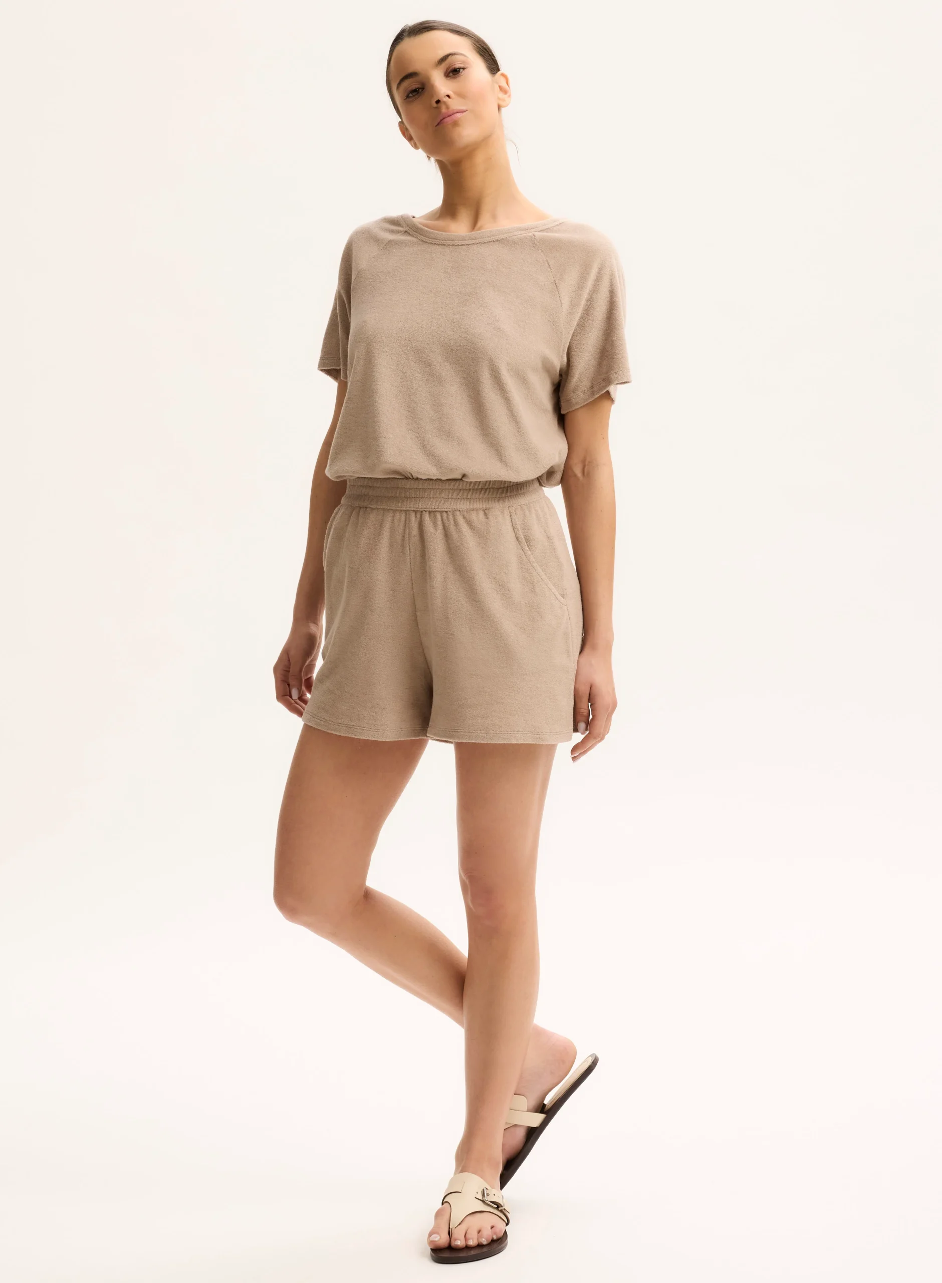 Bermudas beige de algodón orgánico / Modal