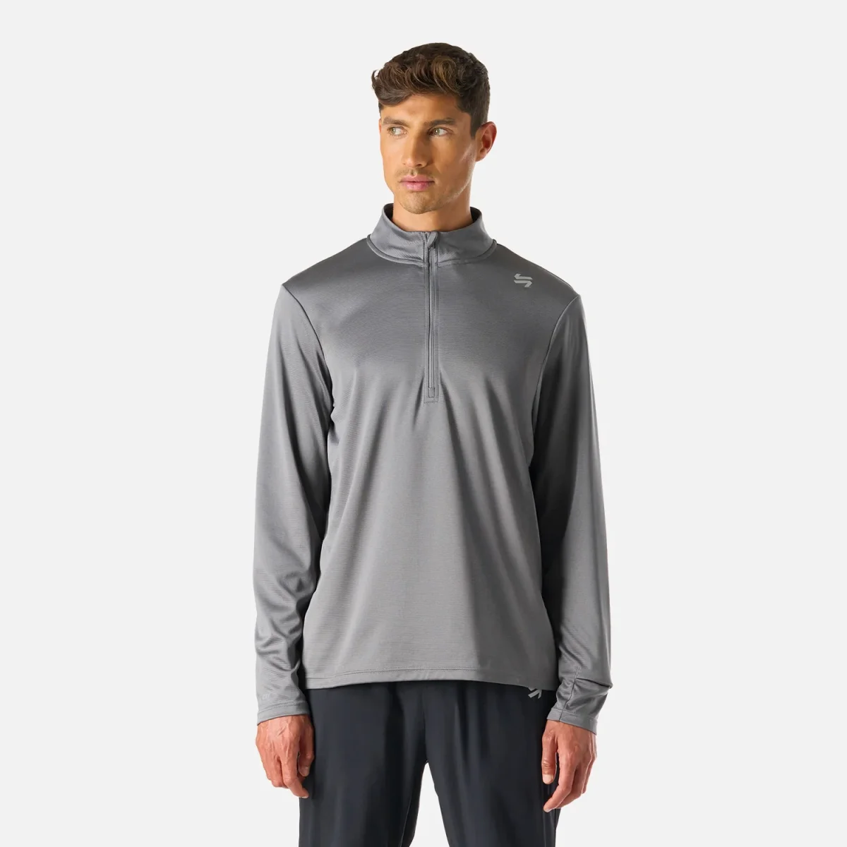 Polerón Hombre Built To Move 1/4 Zip Midlayer Gris Medio Vulcano
